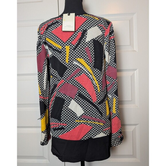 NWT Dana Buchman Size M Sweater Abstract Blocked Knit Modern Contemporary Bold - Picture 5 of 8